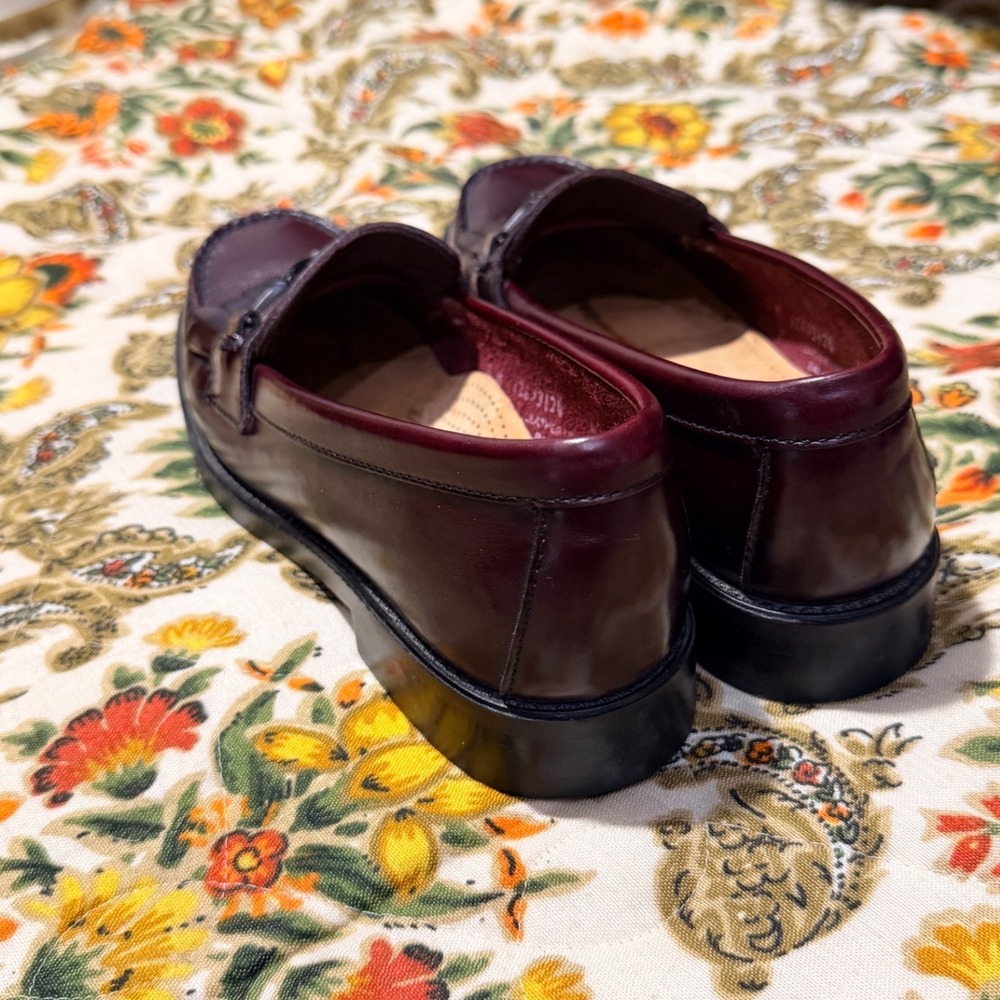 GH Bass Weejuns Burgundy Leather Kiltie Fringe Loafers Size 6 M Oxblood Shoes - Picture 3 of 7